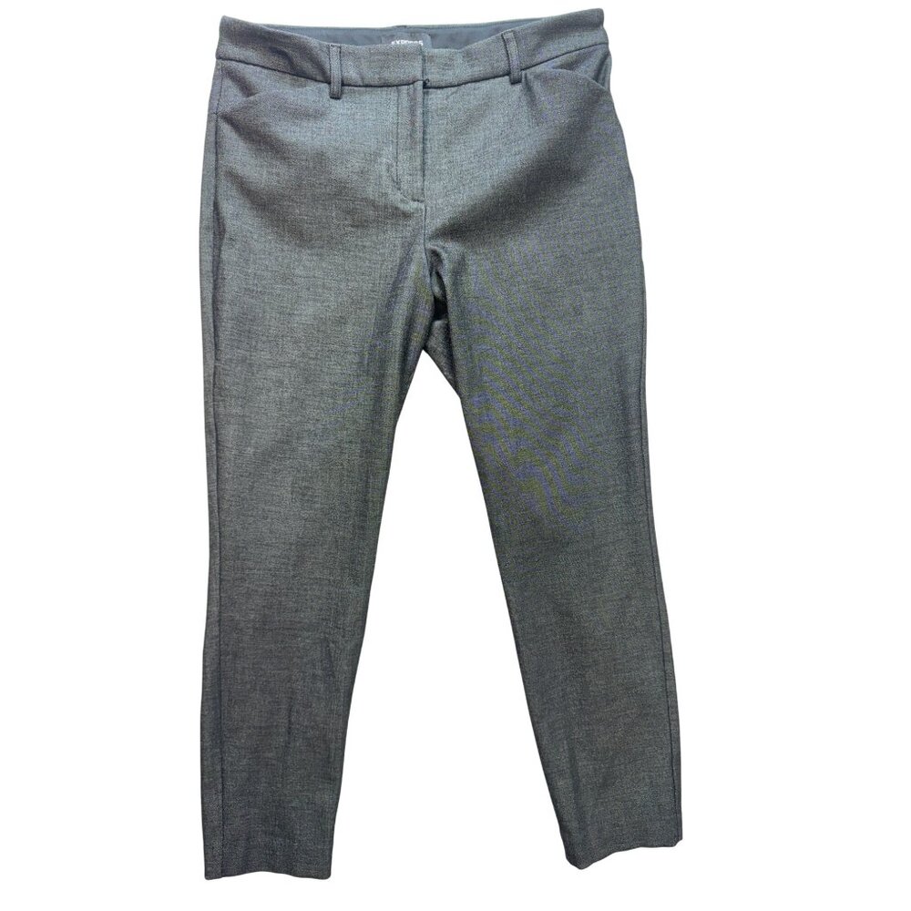 Express Womens Dress Pants Size 10S Gray Stretch Mid Rise Skinny Leg Flat Front